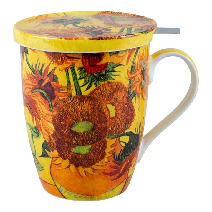 Van Gogh Sunflowers Infuser Mug with Lid in Gift Box